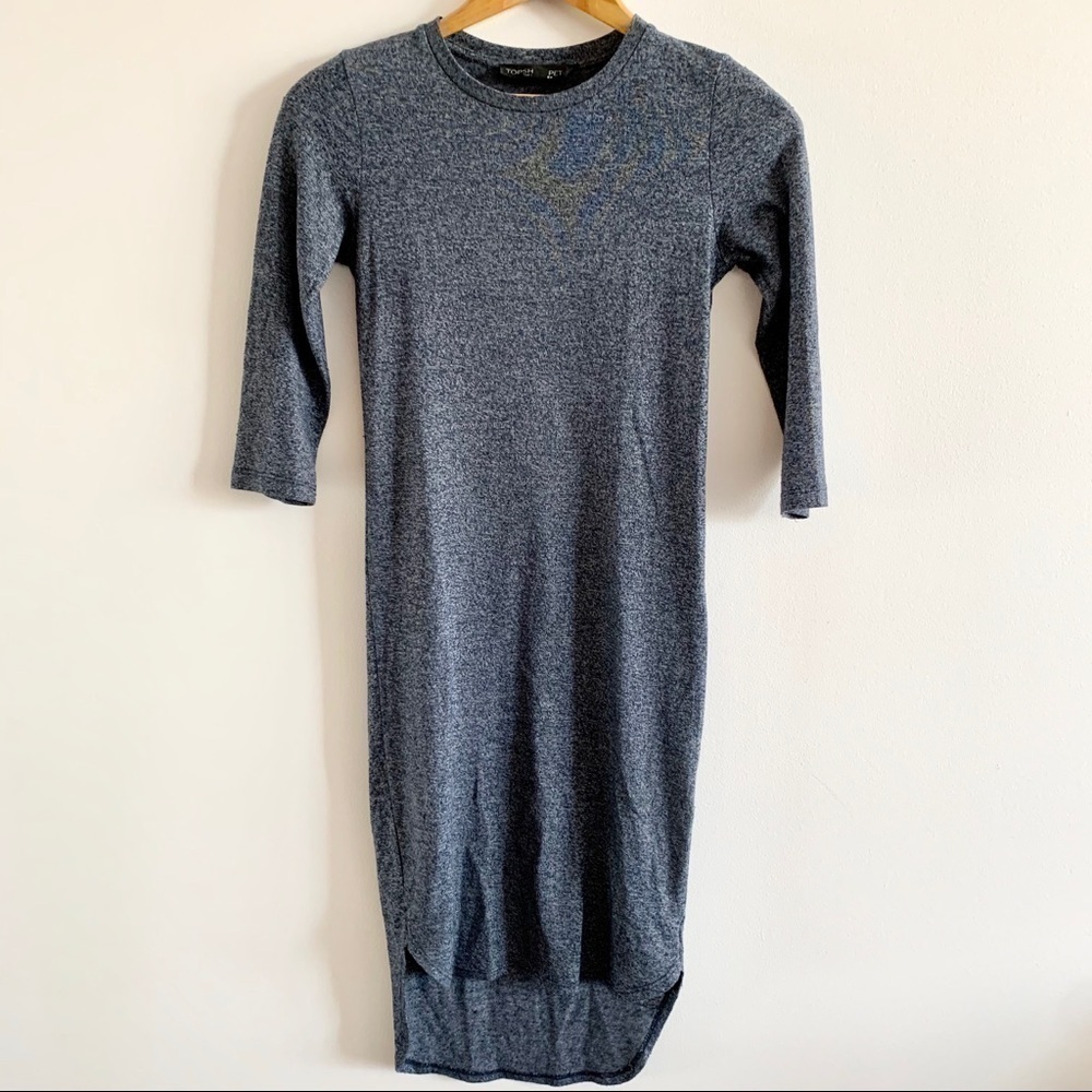 𝅺topshop Fitted Crew Neck 3/4 Sleeve Dress